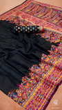 Black & Multi Color Floral Pure Kashmiri Cotton Saree