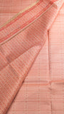 Pink Rose Floral Kantha Matka Tussar Silk Saree