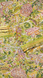 Lime Green and White Floral Handblocked Pure Double Chiffon Sarees