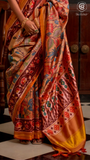 Orange Brown & Yellow Kalamkari Patola Saree