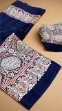 Blue Ajrakh Contemporary Satin Modal Silk Saree