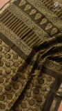 Moss Green Handblocked Pure Maheshwari Cotton Sarees