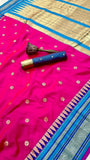 Pink and Blue Temple border Kanchi Soft Silk Sarees