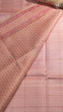 Baby Pink Rose Floral Kantha Matka Tussar Silk Saree