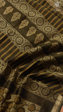 Moss Green Handblocked Pure Maheshwari Cotton Sarees