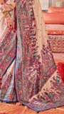 Navy Blue Beige Festive Crepe Banarasi Silk Saree