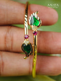 Aalaya Emerald Teardrop Open Cuff Bangle