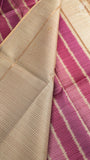 Purple and Beige Kantha Matka Tussar Silk Saree