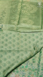 Green Lotus Floral Kota Doria Saree