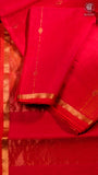 Crimson Red Diamond Butta Zari Handloom Pure Maheshwari Silk Saree