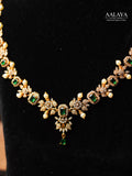 Aalaya Emerald Radiance Floral Necklace Set