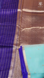 Turquoise & Blue Pure Kora Organza Banarasi Silk Saree