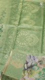Green Lotus Floral Kota Doria Saree