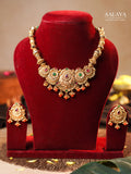 Aalaya Antique Gold Floral Heritage Necklace Set