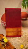 Maroon & Red Temple Border Handloom Narayanpet Cotton Saree