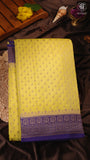 Yellow & Blue Pure Crepe Chiffon Banarasi Silk Saree