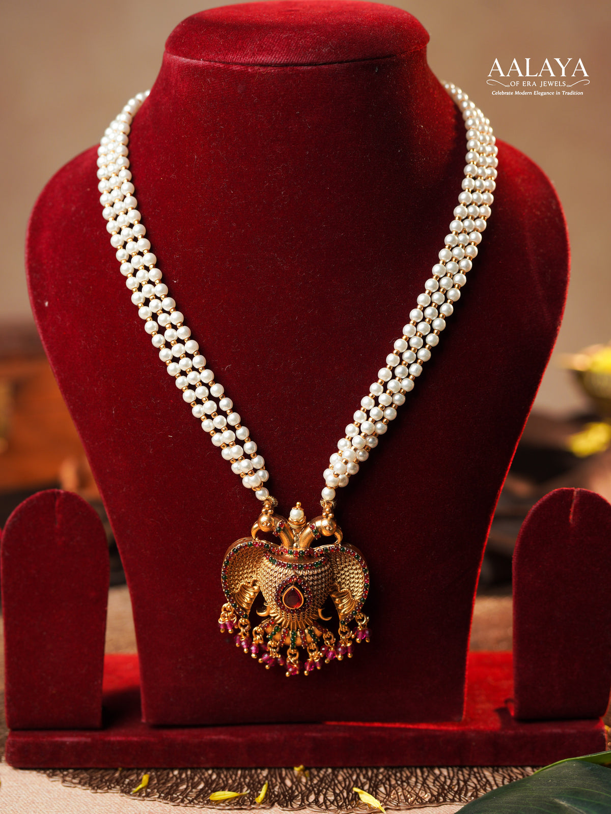Aalaya Pearl Peacock Heritage Necklace