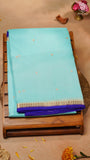 Turquoise & Blue Pure Kora Organza Banarasi Silk Saree