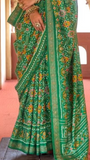 Green Patola Contemporary Banarasi Crepe Silk Saree