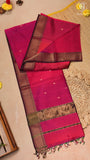 Pink Purple Ombre Zari Leaf Butta Handloom Pure Maheshwari Silk Saree
