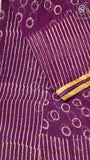 Purple Geometric Handblocked Pure Double Chiffon Sarees