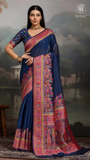 Blue & Multi Color Floral Pure Kashmiri Cotton Saree