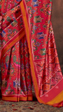 Red Contemporary Patola Crepe Banarasi Saree