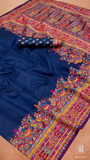 Blue & Multi Color Floral Pure Kashmiri Cotton Saree