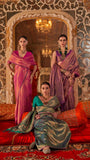 Pink and Gold Handloom Zari Weaving Banarasi Silk Saree