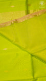 Parrot Green Line Leaf Butta Zari Handloom Pure Maheshwari Silk Saree