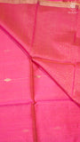 Pink Line Leaf Butta Zari Handloom Pure Maheshwari Silk Saree