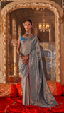 Blue and Gold Handloom Zari Weaving Banarasi Silk Saree
