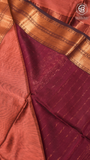 Rust Brown and Maroon Handloom Zari Pure Maheshwari Silk Saree