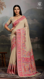 Beige & Multi Color Floral Pure Kashmiri Cotton Saree