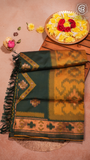 Yellow and Green Pochampally Ikat Soft Silk Saree