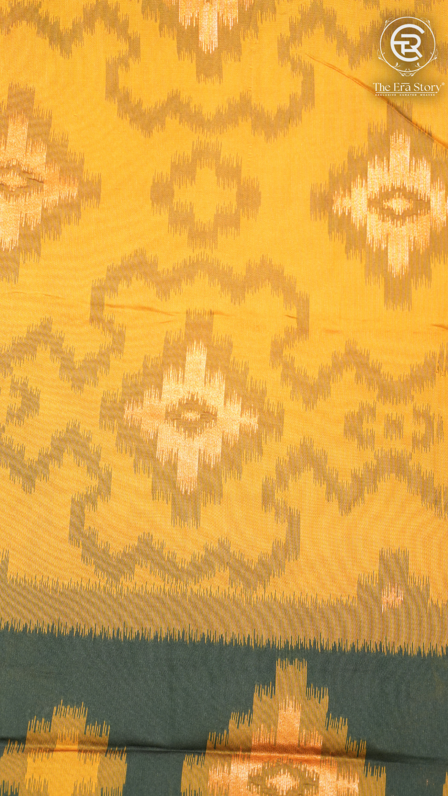 Yellow and Green Pochampally Ikat Soft Silk Saree