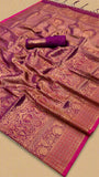 Purple and Gold Handloom Zari Weaving Banarasi Silk Saree