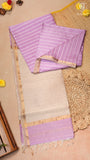 Purple & Beige Handloom Pure Maheshwari Silk Saree