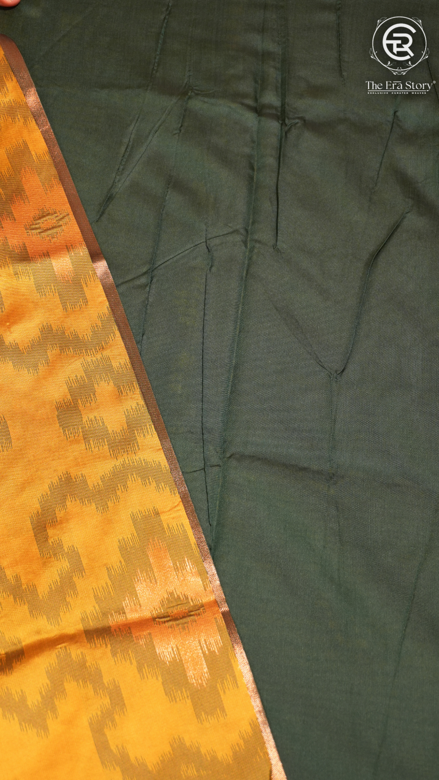 Yellow and Green Pochampally Ikat Soft Silk Saree