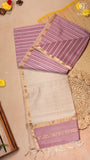 Mauve & Beige Handloom Pure Maheshwari Silk Saree