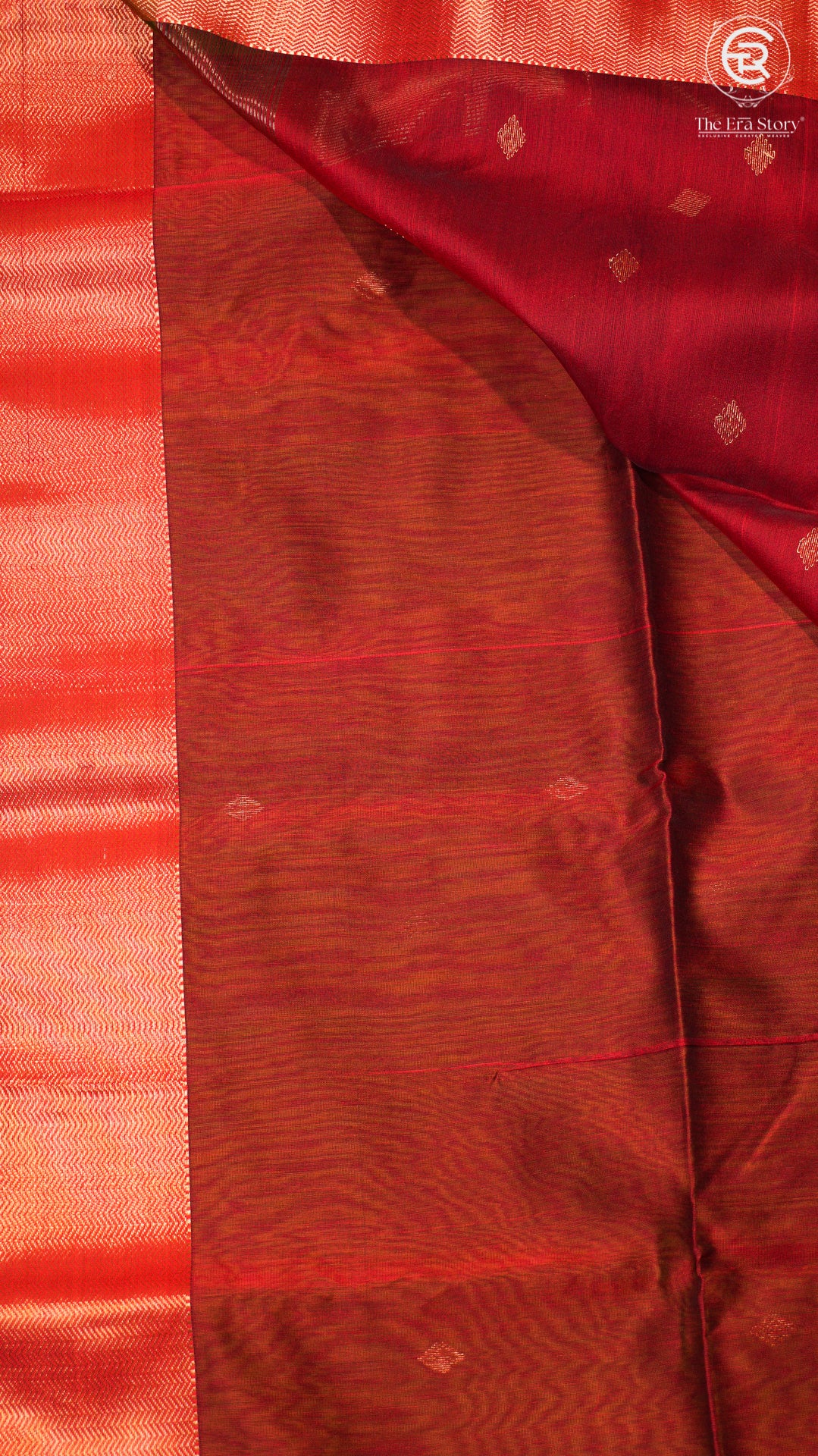Forest Green & Red Diamond Butta Handloom Pure Maheshwari Silk Saree