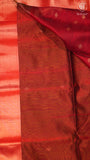 Forest Green & Red Diamond Butta Handloom Pure Maheshwari Silk Saree