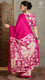 Pink Beige Pichwai Kalamkari Satin Crepe Saree