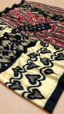 Beige and Black Contemporary Ajrakh Satin Crepe Silk Saree