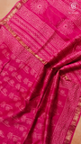 Ruby Pink Palm Tree Pattern Handblocked Pure Maheshwari Cotton Sarees