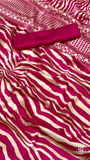 Pink & Beige Zebra Pattern Satin Modal Silk Saree