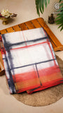 White Orange & Purple Handblocked Maheshwari Silk Cotton Saree