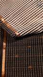White and Black Checkered Handloom Pure Maheshwari Silk Saree