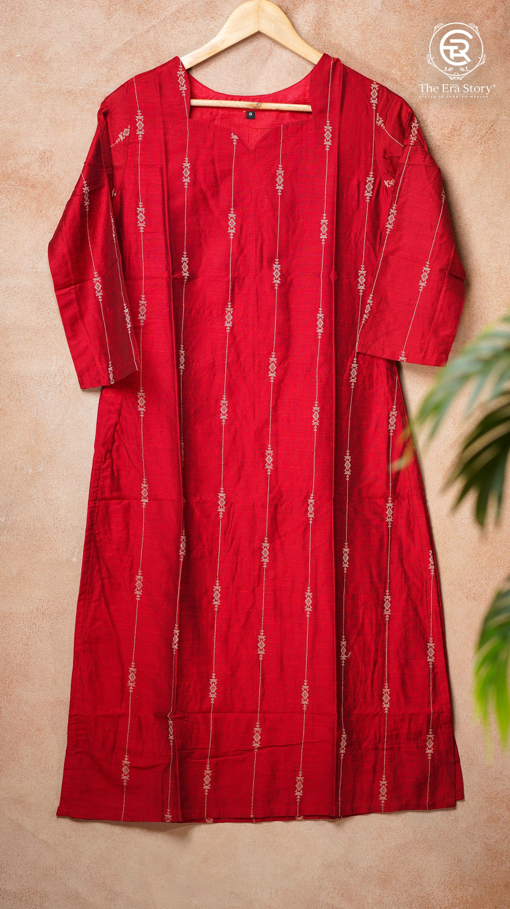 Red Raw Silk Ready-to-Wear Kurti
