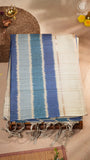 Blue and Beige Kantha Matka Tussar Silk Saree